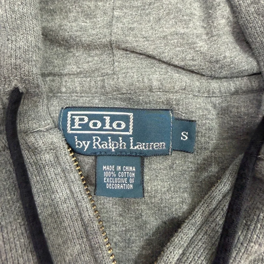 Polo Ralph Lauren Hoodie Mens Small Gray Full Zip Pony Logo Cotton Sweatshirt